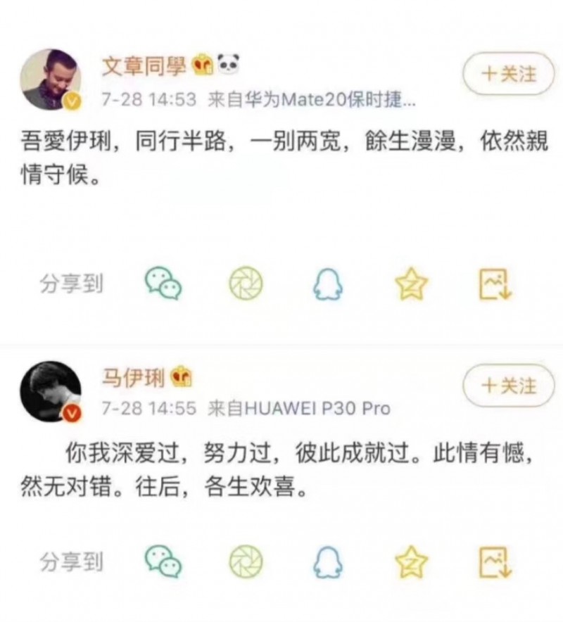 网曝马伊琍文章已经离婚，为孩子不对外公布。婚姻破镜难重圆